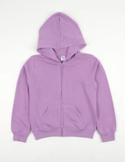 Leveret Kids Zip-up Sweatshirt Hoodie, Cotton Blend, Solid Colors In Purple