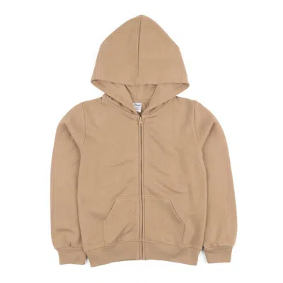 Leveret Kids Zipper Sweat Hoodie Neutral Solid Color In Beige