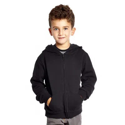 Leveret Kids Zipper Cotton Hoodie Neutral Solid Color In Black