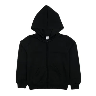 Leveret Kids Zipper Sweat Hoodie Neutral Solid Color In Black