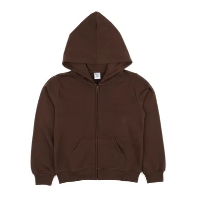 Leveret Kids Zipper Sweat Hoodie Neutral Solid Color In Brown