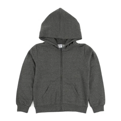 Leveret Kids Zipper Sweat Hoodie Neutral Solid Color In Grey