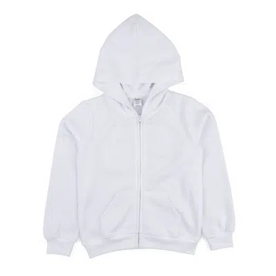 Leveret Kids Zipper Sweat Hoodie Neutral Solid Color In White