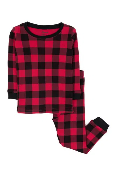 Leveret Kids'  Levert Buffalo Check 2-piece Long Sleeve Pajamas In Multi