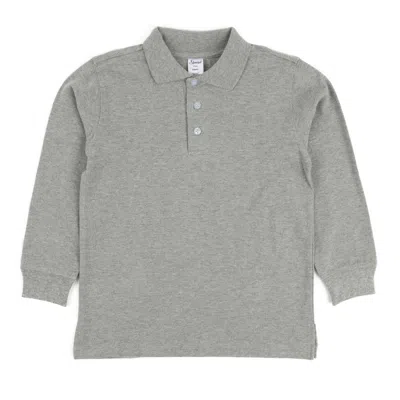 Leveret Kids' Long Sleeve Cotton Polo Shirt Neutral Solid Color In Gray