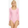 Leveret Womens Long Sleeve Leotard In Pink