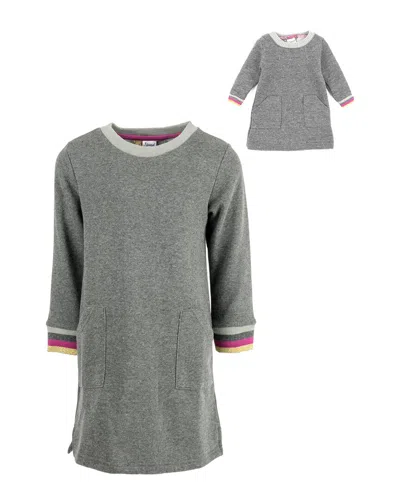 Leveret Matching Girls & Doll Dress In Grey