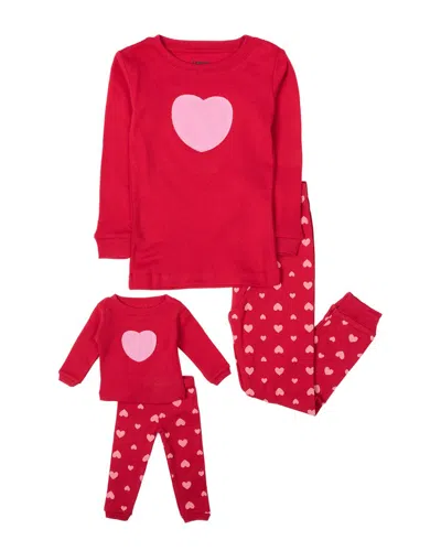 Leveret Matching Girls & Doll Pajama In Red
