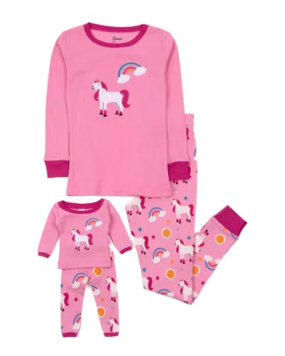 Leveret Matching Girls & Doll Pajama In Pink