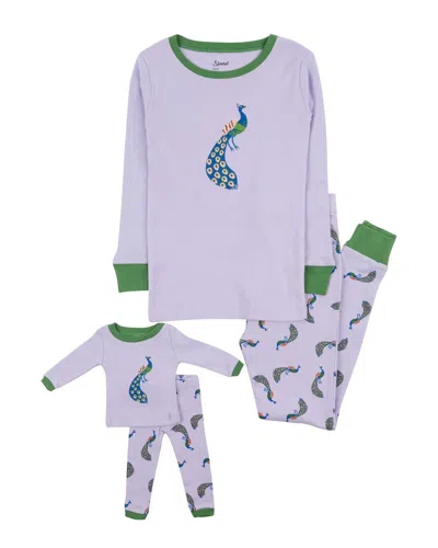 Leveret Matching Girls & Doll Pajama In Purple