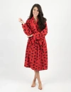 Leveret Micro Fleece Robe In Red