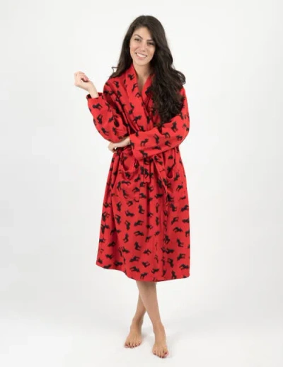 Leveret Micro Fleece Robe In Red