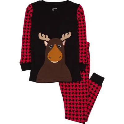 Leveret Babies'  Moose Pajama Set In Black