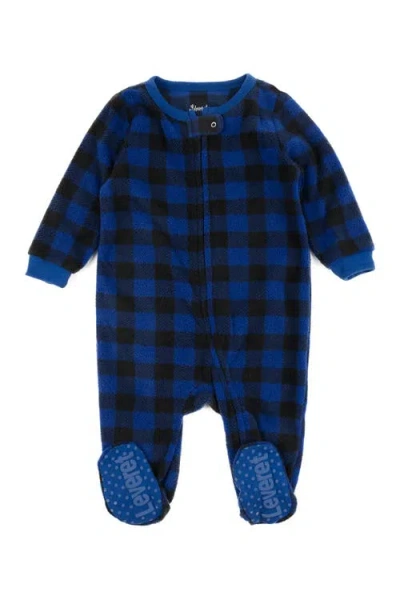 Leveret Babies'  Navy Blue Plaid Footed Fleece Sleeper