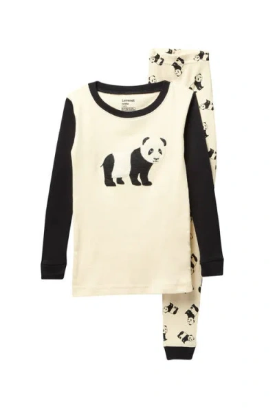 Leveret Kids'  Panda 2-piece Pajama Set In White