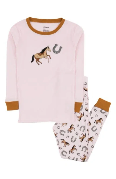 Leveret Babies'  Pink Horse 2-piece Pajama Set In Multi