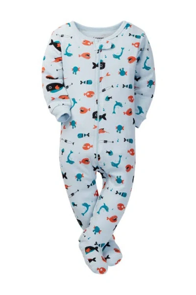 Leveret Kids'  Printed Footed Sleeper Pajama In Blue