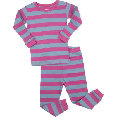 Leveret Kids'  Purple Orchid Pajama Set In Pink