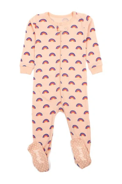 Leveret Babies'  Rainbow Cotton Footed Pajamas In Orange