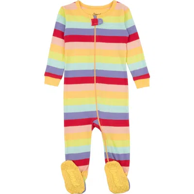 Leveret Babies'  Rainbow Stripe Cotton Footie Pajama In Black