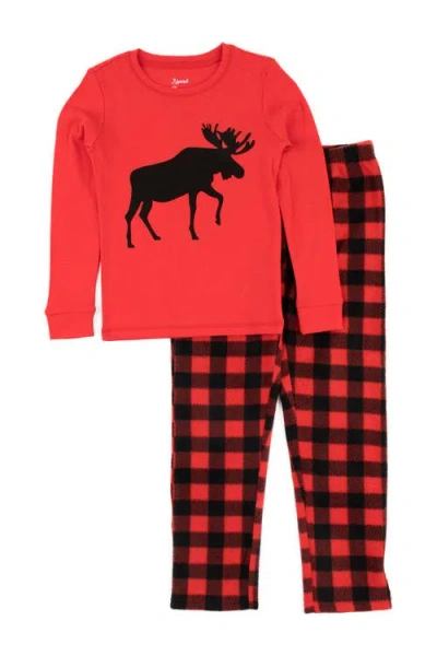 Leveret Kids'  Red Moose 2-piece Pajama Set
