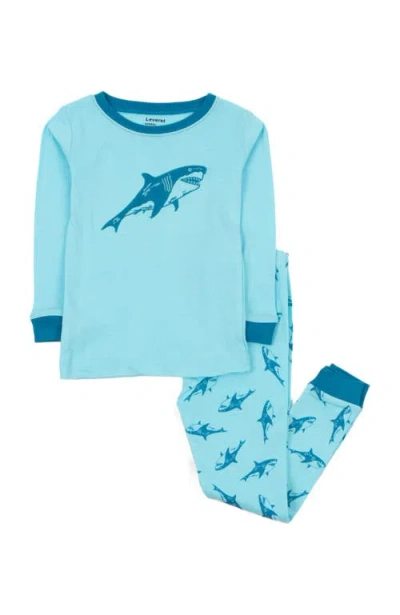 Leveret Kids Two Piece Cotton Pajamas Sharks In Blue
