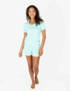 Leveret Short Cotton Solid Pajama Set In Blue