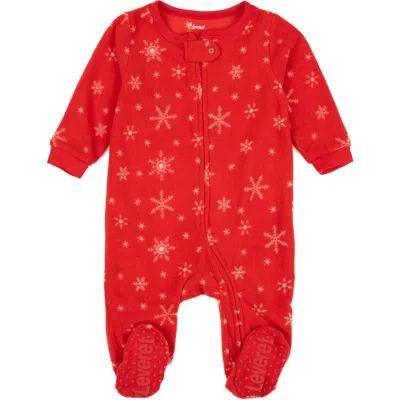 Leveret Babies'  Snowflake Fleece Footed Pajamas In Red