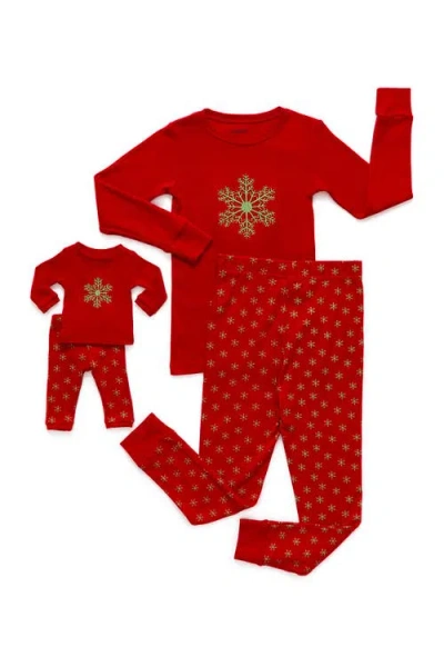 Leveret Kids'  Snowflake Pajama & Matching Doll Pajama Set In Multi