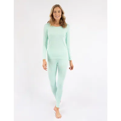 Leveret Two-piece Thermal Long Sleeve Solid Pajamas In Blue