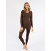 Leveret Womens Two Piece Cotton Pajamas Neutral Solid Color In Brown