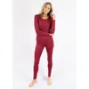 Leveret Womens Two Piece Classic Solid Thermal Pajamas In Burgundy