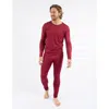 Leveret Solid Thermal Pajama Set In Burgundy