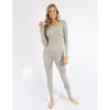 Leveret Solid Thermal Pajama Set In Gray
