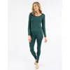 Leveret Womens Two Piece Boho Solid Thermal Pajamas In Green