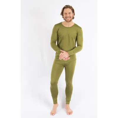 Leveret Solid Thermal Pajama Set In Green