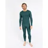 Leveret Solid Thermal Pajama Set In Green