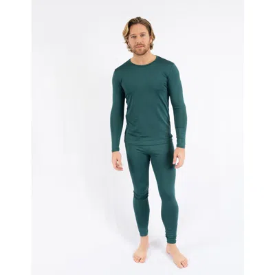 Leveret Solid Thermal Pajama Set In Green