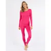 Leveret Womens Two Piece Classic Solid Thermal Pajamas In Pink