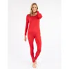 Leveret Solid Thermal Pajama Set In Red