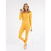 Leveret Solid Thermal Pajama Set In Yellow