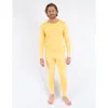 Leveret Solid Thermal Pajama Set In Yellow
