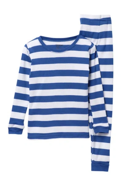 Leveret Kids'  Striped Pajama Set In Blue