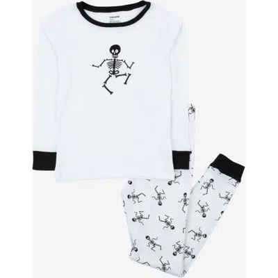 Leveret Kids'  Two-piece Cotton Halloween Matching Family Pajamas, Fun Prints In White