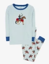 Leveret Kids Cotton Two-piece Printed Pajamas, Animals & Characters In Blue