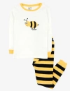 Leveret Two-piece Printed Cotton Pajamas, Stripes, Animals & Characters In White