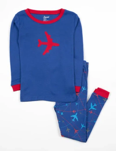 LEVERET LEVERET TWO-PIECE PRINTED COTTON PAJAMAS, VEHICLES & MACHINES