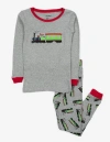 Leveret Kids Cotton Two-piece Printed Pajamas, Vehicles & Machines In Gray