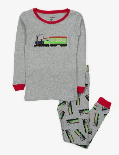 LEVERET LEVERET TWO-PIECE PRINTED COTTON PAJAMAS, VEHICLES & MACHINES