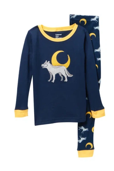 Leveret Kids'  Two-piece Cotton Printed Matching Family Pajamas, Animal Friends In Blue